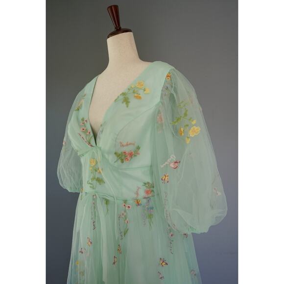 Fairy Butterfly Floral Embroidery Peasant Dress 20W Cottagecore Coquette Wedding - Picture 11 of 16